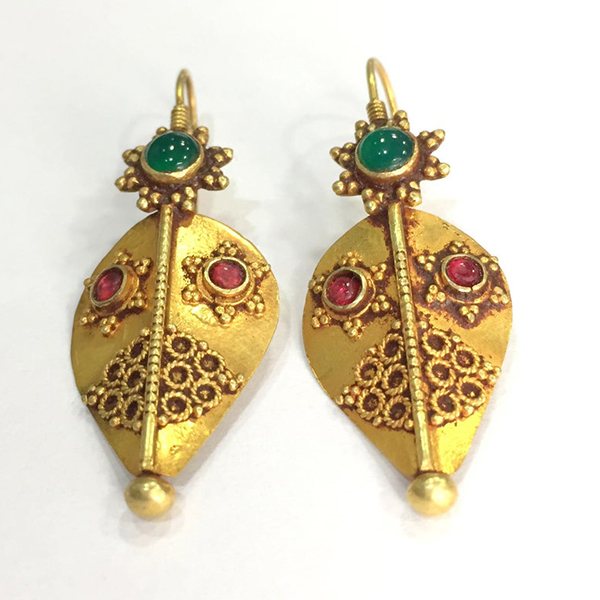 Vintage antique Handmade solid 18K Gold jewelry earring pair - image 3